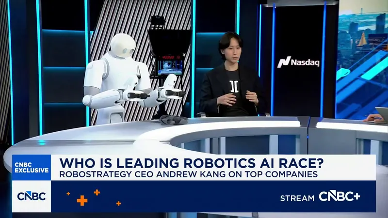 Taku, el semihumanoide de DYNA Robotics, toca la campana de cierre del Nasdaq